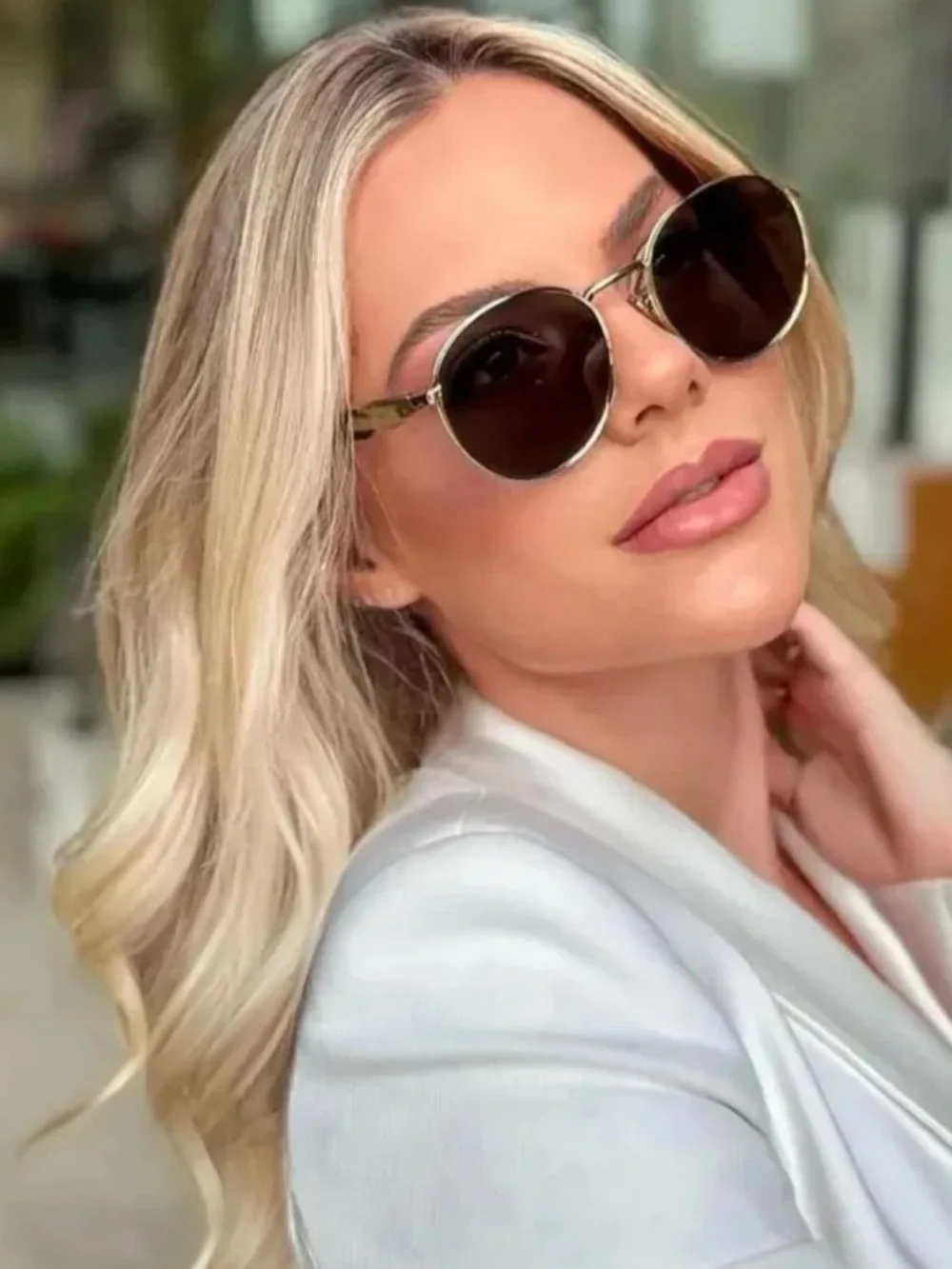 Gold Frame Black Lens Women's Sunglasses